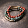 Red Jasper Moss Agate Black Obsidian Peace Couple Bracelet