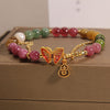 Colorful Tourmaline Butterfly and Gourd Charm Bracelet