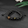 Alphabet Letter Bracelet with Tiger Eye and Black Glass Beads