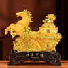 Gold-Tone Horse and Wealth Tree Statue