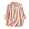 Women's Linen Cotton Shirt with Stand Collar