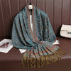 Jacquard Paisley Flower Pattern Color Contrast Design Tassel Cozy Scarf Shawl