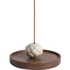 Ceramic Lotus Incense Burner with Wood Base