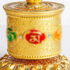 Tibetan Blessing Prayer Wheel Car Decoration, Gold-Tone Alloy Ornament