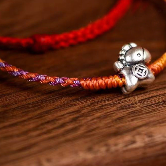 999 Silver Year of the Horse Cord Bracelet Anklet