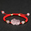 Pink Crystal Pixiu Braided Bracelet with Cord
