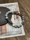 Map Stone and Dzi Bead Bracelet, Handmade Tibetan Style