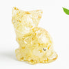 Crystal Chip Resin Cat Figurine Desktop Decoration
