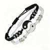 Yin Yang Bracelet Set for Couples, Black and White Adjustable Cord