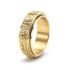Spinning Yin Yang Ring with Nine-Word Mantra, Stainless Steel