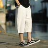 Men's Linen Pleated Pants Summer Drawstring Cropped Trousers