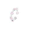 Open adjustable ring with pink heart shaped stones on a silver band