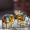 Handmade Liuli Elephant Figurine Home Decoration