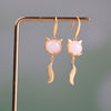 FengShui White Jade Fox Fortune Earrings