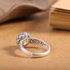Adjustable Zinc Alloy Lotus Ring with Red Stone