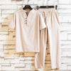 Men's Meditation Cloth Set: Linen-Blend T-Shirt and Pants