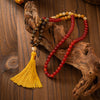Long Beaded Necklace with Tassel, Natural Stone Mala