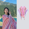 Knit Striped Poncho Wrap with Tassels, Cozy Travel Shawl