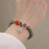 Jade Bead Bracelet with Lotus, Pumpkin or Peace Buckle Charm