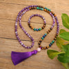 Amethyst Tiger Eye Lapis Lazuli Mala Necklace Bracelet Set