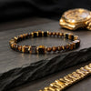 Tiger Eye and Gold-Tone Square Bead Bracelet