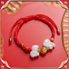 Chinese Zodiac Red String Bracelet with Jade and Gold-tone Charm