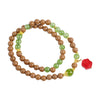 Double wrap brown and green incense bead bracelet with red charm