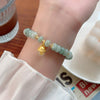 Strawberry Quartz or Jade Lucky Cat Bracelet