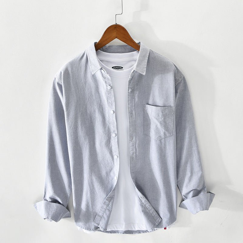 Men's Solid Color Cotton Long Sleeve Button Down Shirt