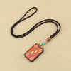 Tibetan Thangka Pendant Necklace, Ebony Wood Rope