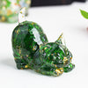 Resin Cat Figurine with Crystal Gravel, Desk Decor