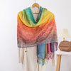 Jacquard Cashew Flower Pattern Tassel Shawl, Retro Ethnic Style Wrap