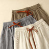 Women's Wide Leg Pants Linen Blend Split Detail Drawstring Casual Trousers
