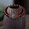 Rotating Wood Bead Bracelet with Six True Words Charm