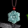 Blue Water Jade Peach Blossom Pendant Necklace