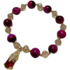 Rose Red Tiger Eye Pixiu and Fox Charm Bracelet