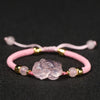 Pink Crystal Pixiu Braided Bracelet with Cord
