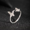 925 Sterling Silver Butterfly Ring, Adjustable Open Band