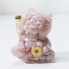 Lucky Cat Crystal Figurine, Resin Decor