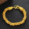 Dragon Head Bracelet Gold-Tone Alloy Braided Men's Jewelry