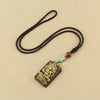 Tibetan Thangka Pendant Necklace, Ebony Wood Rope