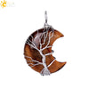 Moon Tree of Life Necklace Pendant Natural Quartz Crystal