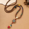 Handmade Wood Bead Necklace with Alloy Pendant