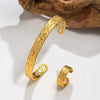 Floral Magnetic Zinc Alloy Cuff Bracelet Bangle