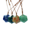 Hexagon Crystal Pendant Necklace Handmade Adjustable Cord