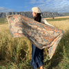 Tibetan Shawl Wrap with Cashew Flower Vine Pattern and Tassels