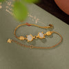 Sterling Silver Fox Bracelet with Natural Jade