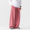 Men's Wide Leg Pants Solid Color Corduroy Trousers With Pockets