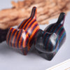 Rainbow Wood Mini Cat Figurine, Hand Carved Desk Ornament
