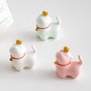 Ceramic Cat Figurine with Ingot, Mini Desk Decoration